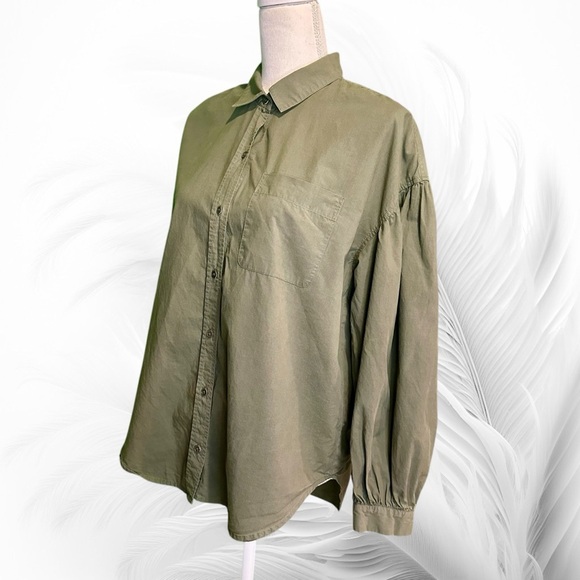 Rails ‘Janae’ High Low Button-Down Shirt in Green “Olive Smoke” Size Medium - Picture 7 of 15